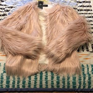 Blush pink faux fur jacket